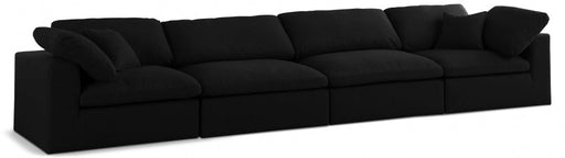 Serene Black Linen Textured Deluxe Modular Down Filled Cloud-Like Comfort Overstuffed 158" Sofa - 601Black-S158 - Vega Furniture