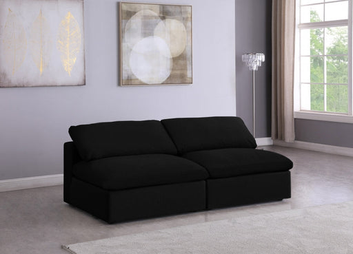 Serene Black Linen Textured Deluxe Modular Down Filled Cloud-Like Comfort Overstuffed 78" Armless Sofa - 601Black-S78 - Vega Furniture