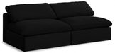 Serene Black Linen Textured Deluxe Modular Down Filled Cloud-Like Comfort Overstuffed 78" Armless Sofa - 601Black-S78 - Vega Furniture