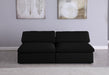 Serene Black Linen Textured Deluxe Modular Down Filled Cloud-Like Comfort Overstuffed 78" Armless Sofa - 601Black-S78 - Vega Furniture