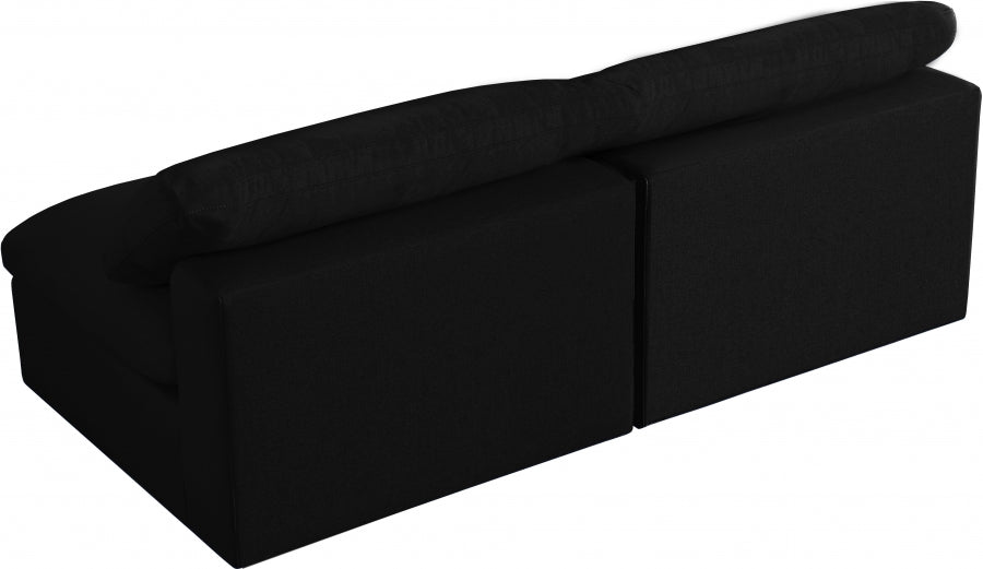 Serene Black Linen Textured Deluxe Modular Down Filled Cloud-Like Comfort Overstuffed 78" Armless Sofa - 601Black-S78 - Vega Furniture