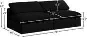 Serene Black Linen Textured Deluxe Modular Down Filled Cloud-Like Comfort Overstuffed 78" Armless Sofa - 601Black-S78 - Vega Furniture