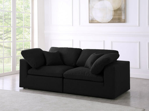 Serene Black Linen Textured Deluxe Modular Down Filled Cloud-Like Comfort Overstuffed 80 Loveseat - 601Black-S80 - Vega Furniture