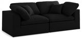 Serene Black Linen Textured Deluxe Modular Down Filled Cloud-Like Comfort Overstuffed 80 Loveseat - 601Black-S80 - Vega Furniture