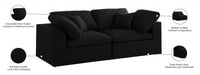 Serene Black Linen Textured Deluxe Modular Down Filled Cloud-Like Comfort Overstuffed 80 Loveseat - 601Black-S80 - Vega Furniture