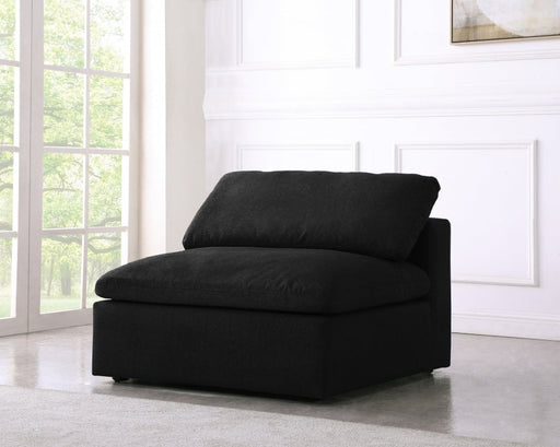 Serene Black Linen Textured Deluxe Modular Down Filled Cloud-Like Comfort Overstuffed Armless Chair - 601Black-Armless - Vega Furniture