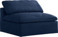 Serene Blue Linen Textured Deluxe Modular Down Filled Cloud-Like Comfort Overstuffed Armless Chair - 601Navy-Armless - Vega Furniture