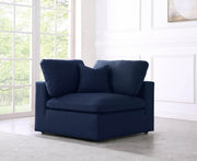 Serene Blue Linen Textured Deluxe Modular Down Filled Cloud-Like Comfort Overstuffed Chair - 601Navy-Corner - Vega Furniture