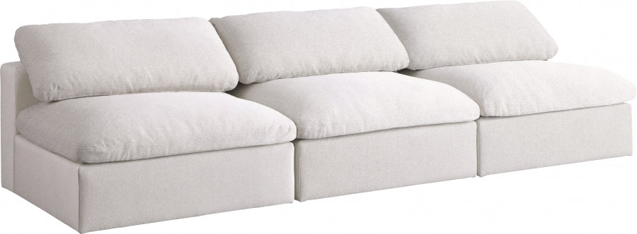 Serene Cream Linen Textured Deluxe Modular Down Filled Cloud-Like Comfort Overstuffed 117" Armless Sofa - 601Cream-S117 - Vega Furniture