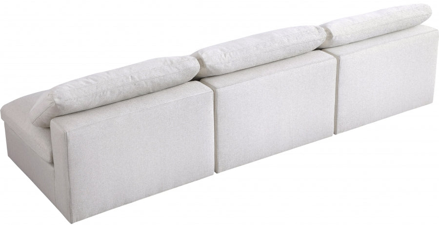 Serene Cream Linen Textured Deluxe Modular Down Filled Cloud-Like Comfort Overstuffed 117" Armless Sofa - 601Cream-S117 - Vega Furniture