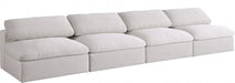 Serene Cream Linen Textured Deluxe Modular Down Filled Cloud-Like Comfort Overstuffed 156" Armless Sofa - 601Cream-S156 - Vega Furniture