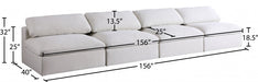 Serene Cream Linen Textured Deluxe Modular Down Filled Cloud-Like Comfort Overstuffed 156" Armless Sofa - 601Cream-S156 - Vega Furniture