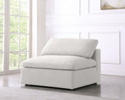 Serene Cream Linen Textured Deluxe Modular Down Filled Cloud-Like Comfort Overstuffed Armless Chair - 601Cream-Armless - Vega Furniture