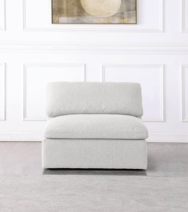 Serene Cream Linen Textured Deluxe Modular Down Filled Cloud-Like Comfort Overstuffed Armless Chair - 601Cream-Armless - Vega Furniture