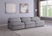 Serene Grey Linen Textured Deluxe Modular Down Filled Cloud-Like Comfort Overstuffed 117" Armless Sofa - 601Grey-S117 - Vega Furniture