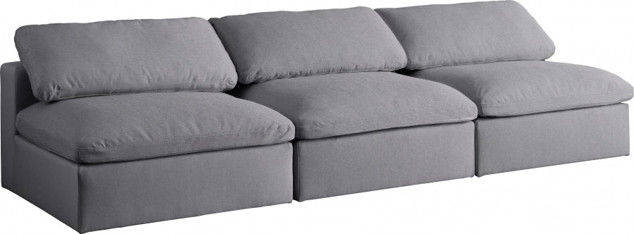 Serene Grey Linen Textured Deluxe Modular Down Filled Cloud-Like Comfort Overstuffed 117" Armless Sofa - 601Grey-S117 - Vega Furniture