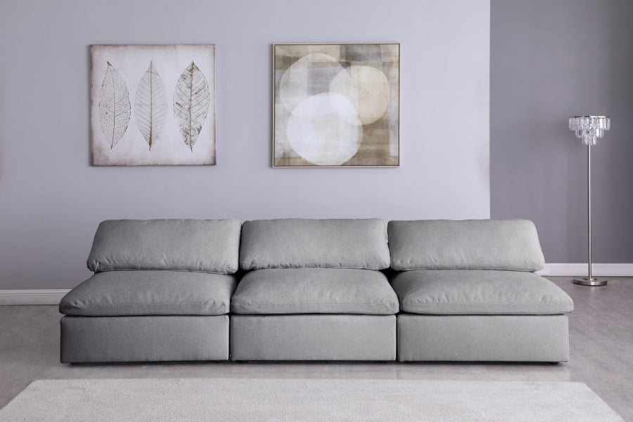 Serene Grey Linen Textured Deluxe Modular Down Filled Cloud-Like Comfort Overstuffed 117" Armless Sofa - 601Grey-S117 - Vega Furniture