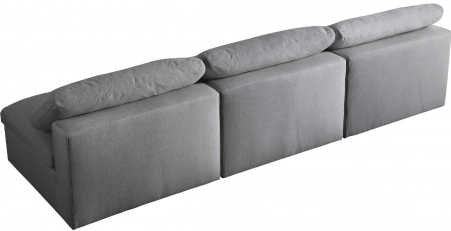 Serene Grey Linen Textured Deluxe Modular Down Filled Cloud-Like Comfort Overstuffed 117" Armless Sofa - 601Grey-S117 - Vega Furniture