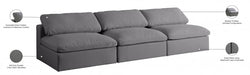 Serene Grey Linen Textured Deluxe Modular Down Filled Cloud-Like Comfort Overstuffed 117" Armless Sofa - 601Grey-S117 - Vega Furniture