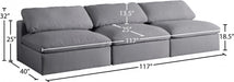 Serene Grey Linen Textured Deluxe Modular Down Filled Cloud-Like Comfort Overstuffed 117" Armless Sofa - 601Grey-S117 - Vega Furniture