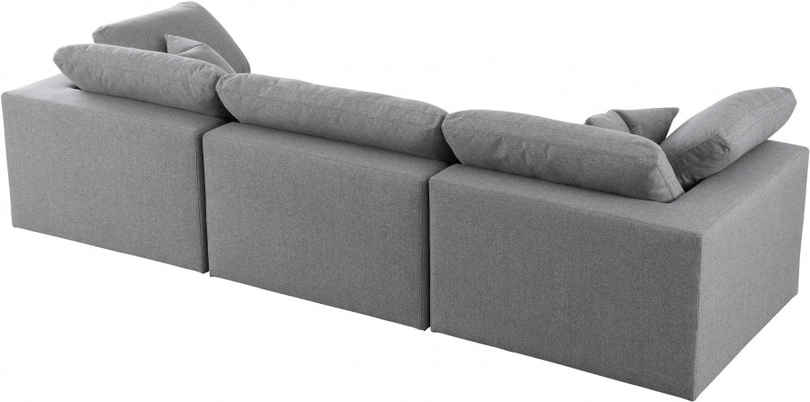 Serene Grey Linen Textured Deluxe Modular Down Filled Cloud-Like Comfort Overstuffed 119" Sofa - 601Grey-S119 - Vega Furniture