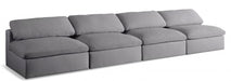 Serene Grey Linen Textured Deluxe Modular Down Filled Cloud-Like Comfort Overstuffed 156" Armless Sofa - 601Grey-S156 - Vega Furniture