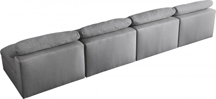 Serene Grey Linen Textured Deluxe Modular Down Filled Cloud-Like Comfort Overstuffed 156" Armless Sofa - 601Grey-S156 - Vega Furniture