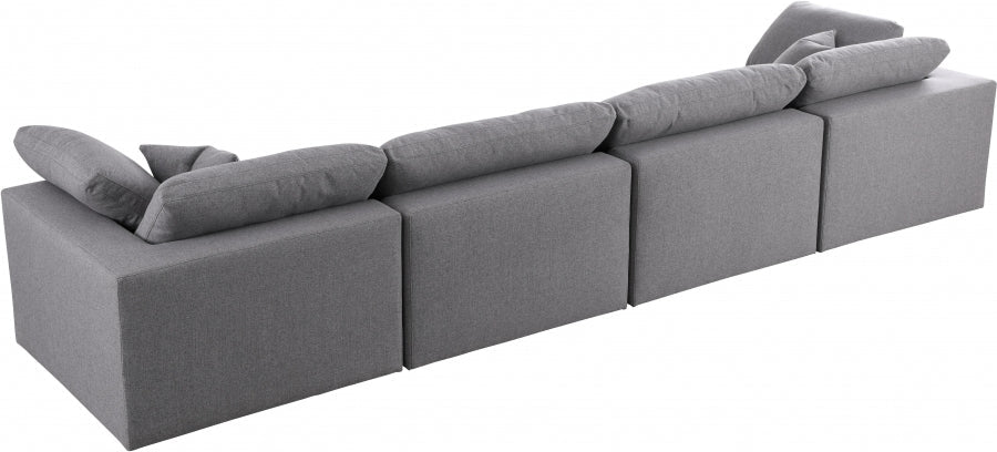 Serene Grey Linen Textured Deluxe Modular Down Filled Cloud-Like Comfort Overstuffed 158" Sofa - 601Grey-S158 - Vega Furniture