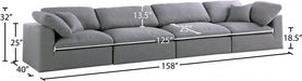 Serene Grey Linen Textured Deluxe Modular Down Filled Cloud-Like Comfort Overstuffed 158" Sofa - 601Grey-S158 - Vega Furniture