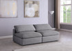 Serene Grey Linen Textured Deluxe Modular Down Filled Cloud-Like Comfort Overstuffed 78" Armless Loveseat - 601Grey-S78 - Vega Furniture