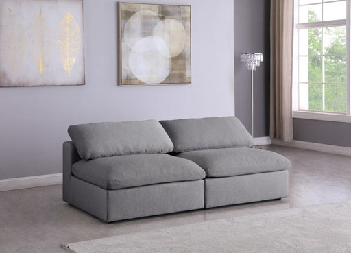 Serene Grey Linen Textured Deluxe Modular Down Filled Cloud-Like Comfort Overstuffed 78" Armless Loveseat - 601Grey-S78 - Vega Furniture