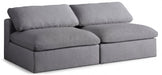 Serene Grey Linen Textured Deluxe Modular Down Filled Cloud-Like Comfort Overstuffed 78" Armless Loveseat - 601Grey-S78 - Vega Furniture