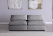 Serene Grey Linen Textured Deluxe Modular Down Filled Cloud-Like Comfort Overstuffed 78" Armless Loveseat - 601Grey-S78 - Vega Furniture