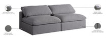 Serene Grey Linen Textured Deluxe Modular Down Filled Cloud-Like Comfort Overstuffed 78" Armless Loveseat - 601Grey-S78 - Vega Furniture