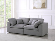 Serene Grey Linen Textured Deluxe Modular Down Filled Cloud-Like Comfort Overstuffed 80 Loveseat - 601Grey-S80 - Vega Furniture