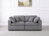 Serene Grey Linen Textured Deluxe Modular Down Filled Cloud-Like Comfort Overstuffed 80 Loveseat - 601Grey-S80 - Vega Furniture