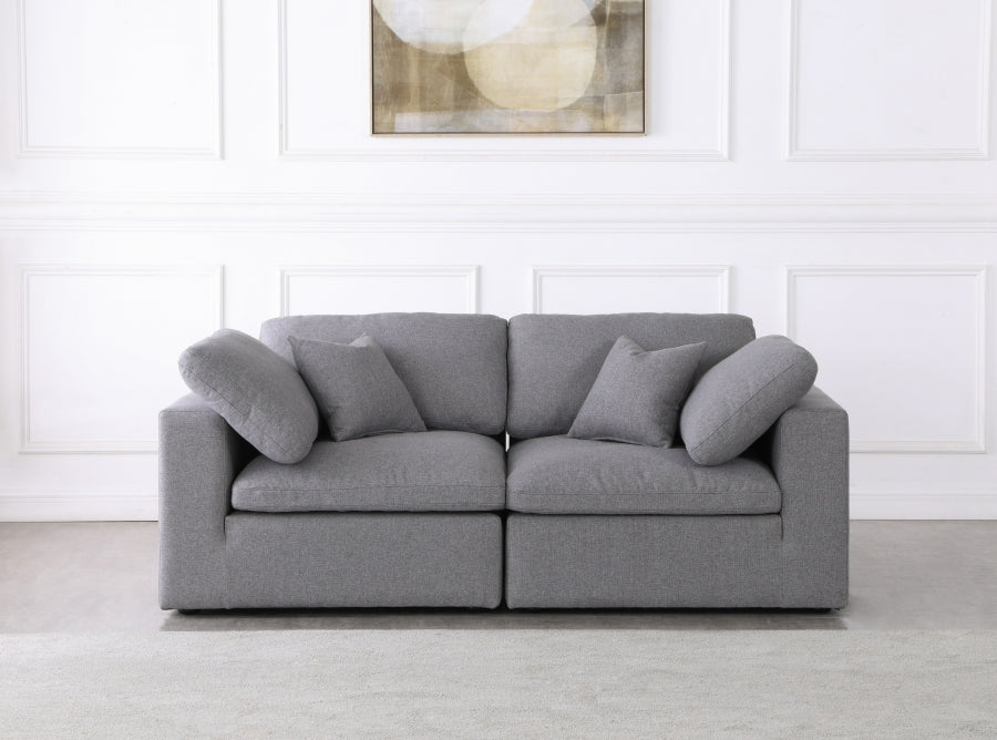 Serene Grey Linen Textured Deluxe Modular Down Filled Cloud-Like Comfort Overstuffed 80 Loveseat - 601Grey-S80 - Vega Furniture