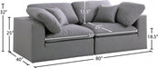 Serene Grey Linen Textured Deluxe Modular Down Filled Cloud-Like Comfort Overstuffed 80 Loveseat - 601Grey-S80 - Vega Furniture