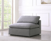 Serene Grey Linen Textured Deluxe Modular Down Filled Cloud-Like Comfort Overstuffed Armless Chair - 601Grey-Armless - Vega Furniture