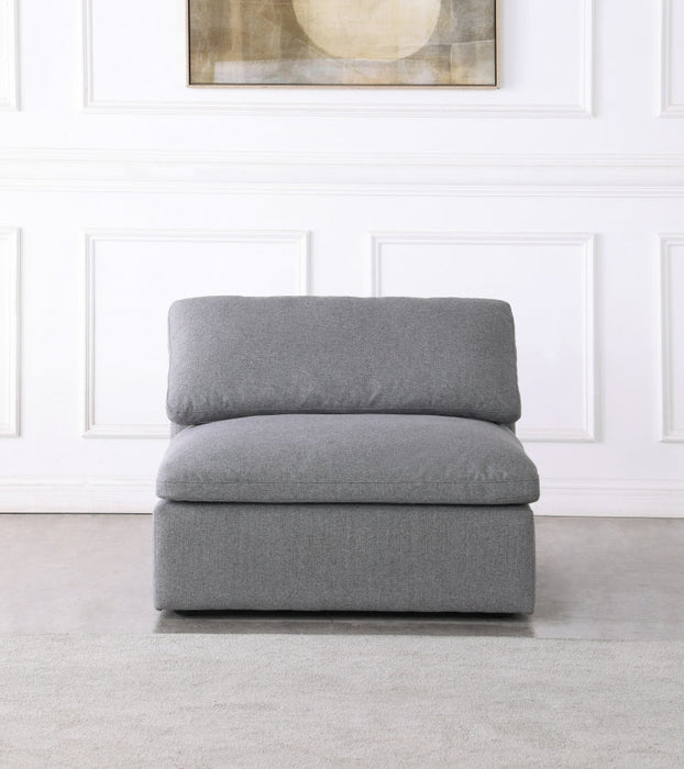 Serene Grey Linen Textured Deluxe Modular Down Filled Cloud-Like Comfort Overstuffed Armless Chair - 601Grey-Armless - Vega Furniture