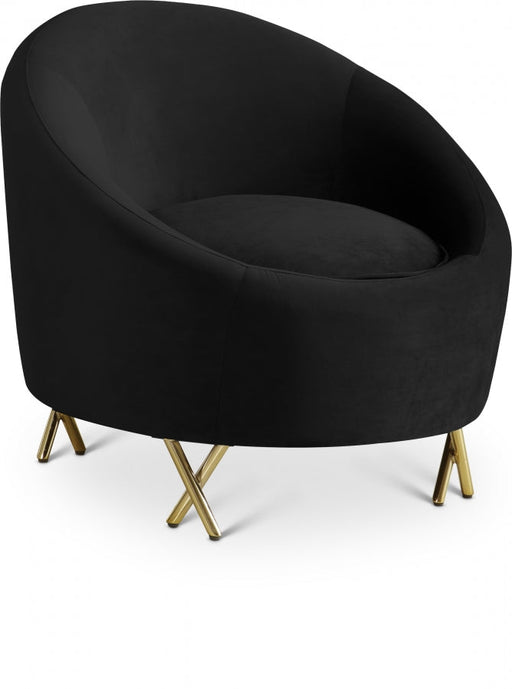 Serpentine Black Velvet Chair - 679Black-C - Vega Furniture