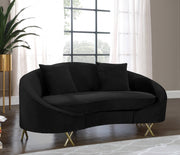 Serpentine Black Velvet Loveseat - 679Black-L - Vega Furniture