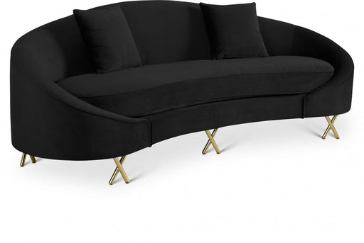 Serpentine Black Velvet Sofa - 679Black-S - Vega Furniture