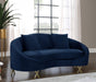 Serpentine Blue Velvet Loveseat - 679Navy-L - Vega Furniture