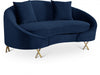 Serpentine Blue Velvet Loveseat - 679Navy-L - Vega Furniture