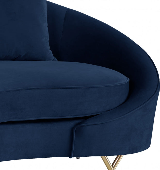 Serpentine Blue Velvet Loveseat - 679Navy-L - Vega Furniture