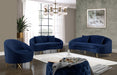 Serpentine Blue Velvet Loveseat - 679Navy-L - Vega Furniture