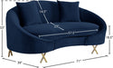 Serpentine Blue Velvet Loveseat - 679Navy-L - Vega Furniture