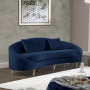 Serpentine Blue Velvet Sofa - 679Navy-S - Vega Furniture