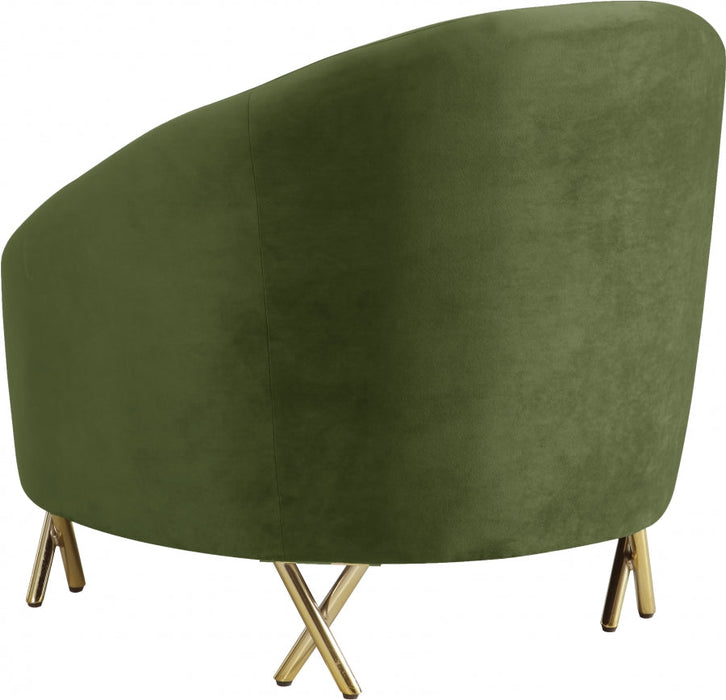 Serpentine Green Velvet Chair - 679Olive-C - Vega Furniture